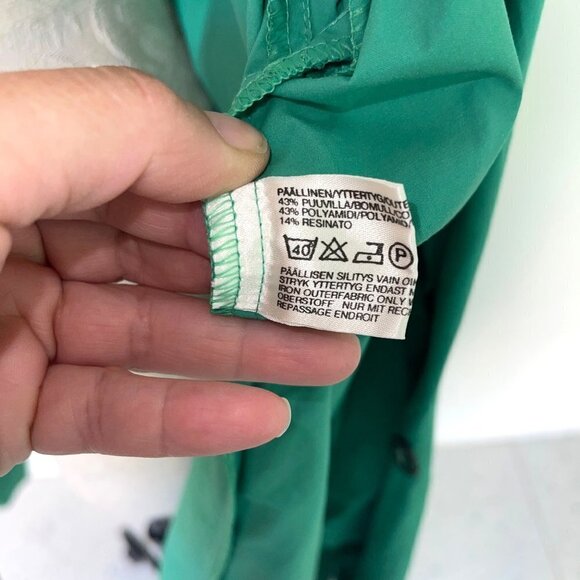 Finn Flare Trench Coat Womens Size 10 Vintage Lightweight Polyester Cotton Green - Picture 12 of 12